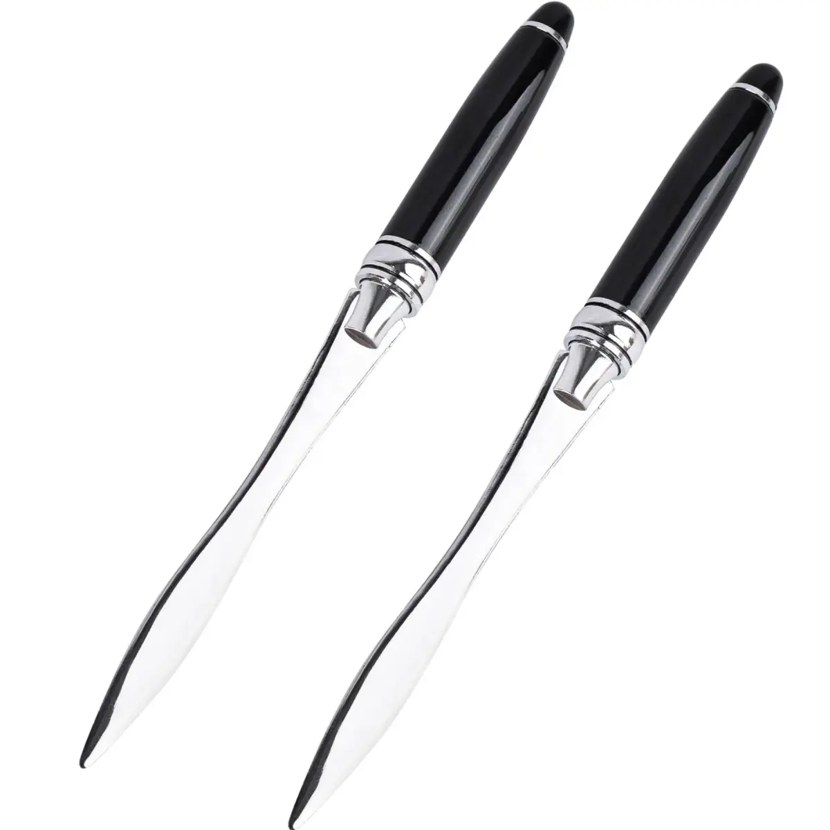 AUEAR Black Letter Opener Metal Mail Slitter Envelope for DIY Supplies 2 Pack (15.8cm x 0.63cm) | Sturdy Metal Construction - main product image