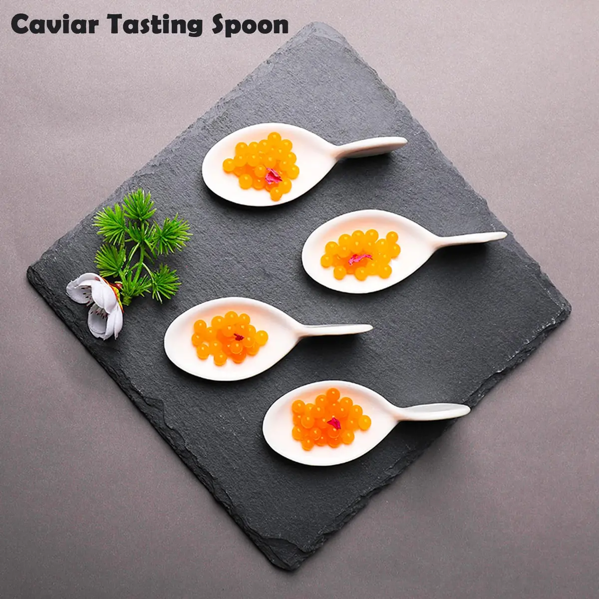 ULWSKY Porcelain Fish Shaped Tasting Spoons 10 cm (3.9 inches) - Set of 20 | Unique Appetizer Serving - view 3
