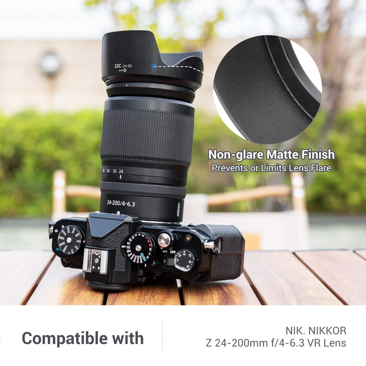 JJC Lens Hood for Nikon Nikkor Z 24-200mm f/4-6.3 VR, Reversible Bayonet Mount Shade, Replaces HB-93, 67mm Filter Compatible - view 2