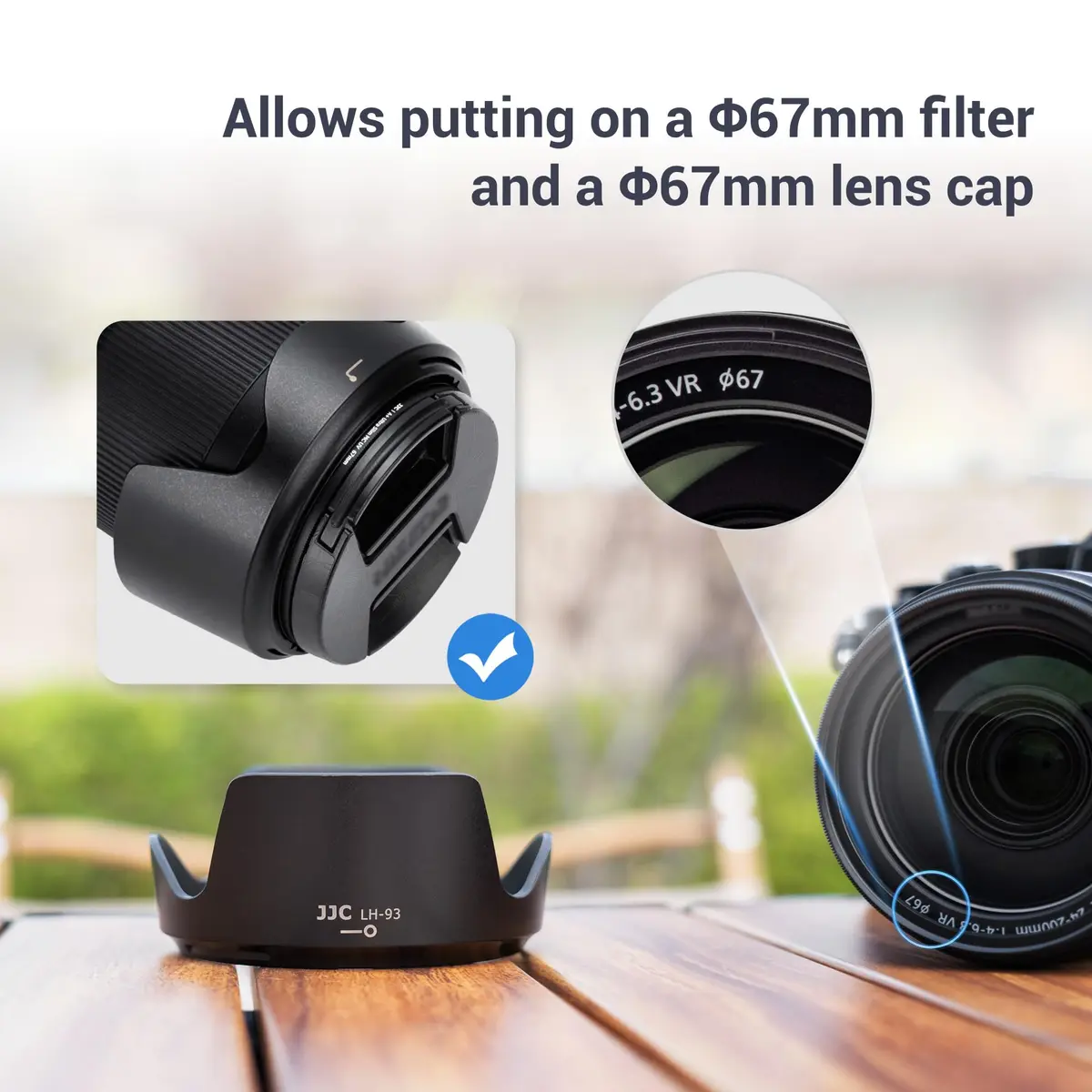 JJC Lens Hood for Nikon Nikkor Z 24-200mm f/4-6.3 VR, Reversible Bayonet Mount Shade, Replaces HB-93, 67mm Filter Compatible - view 4