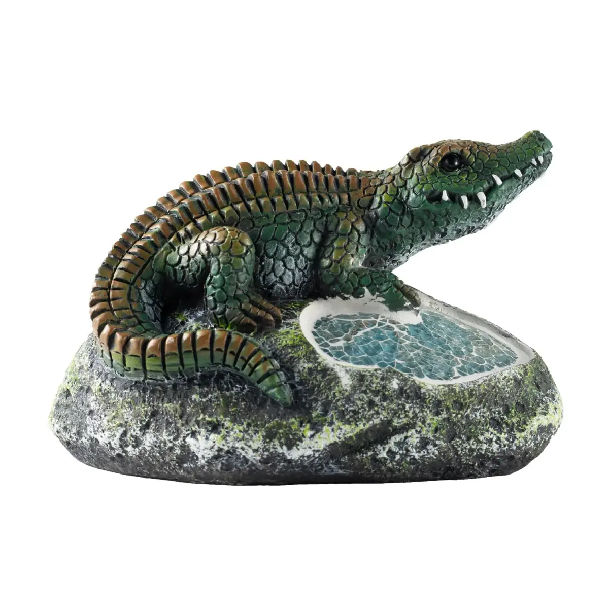 Rezpuao Solar Crocodile Garden Statue 19cm (7.5") | Cute Resin Figurine with LED Light for Outdoor Decor - view 2