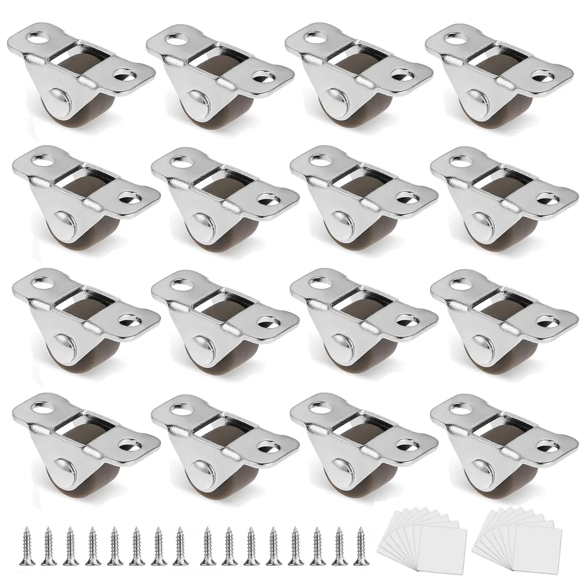 Luxinika 1/2 Inch Mini Rigid Caster Wheels | Low Profile Rubber Casters Set 16 - main product image