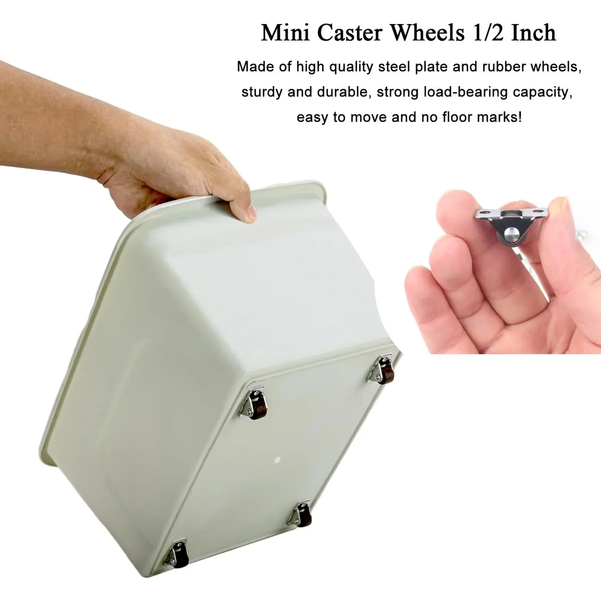 Luxinika 1/2 Inch Mini Rigid Caster Wheels | Low Profile Rubber Casters Set 16 - view 7