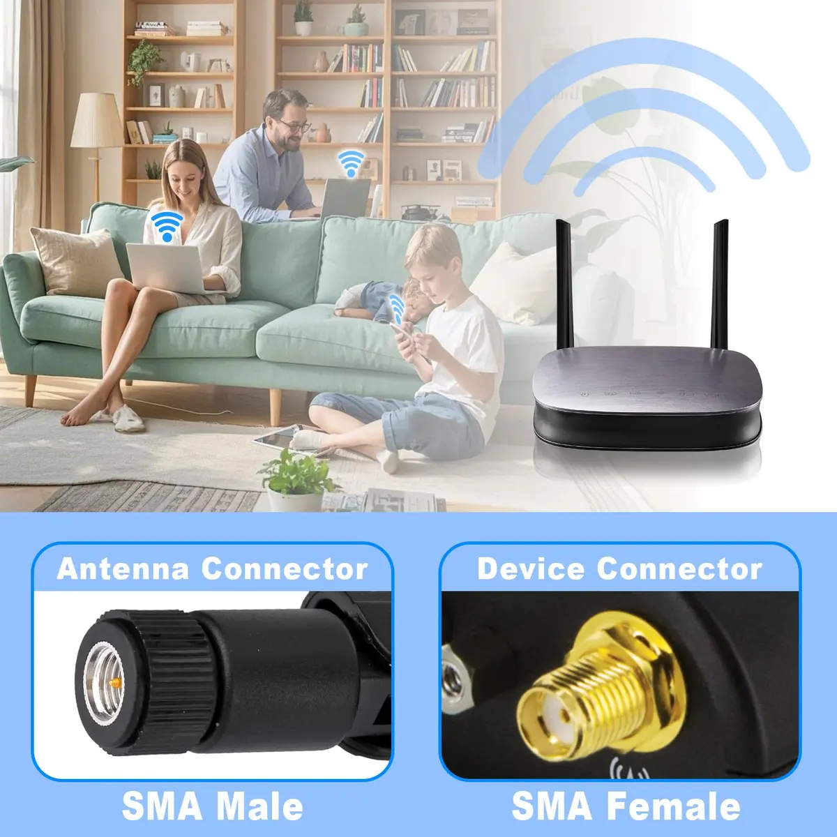 Eightwood Wide Band 5G 4G LTE GSM 3G Antenna 15.7cm (6.2in) | Boosts Signal for Routers & Gateways - view 5