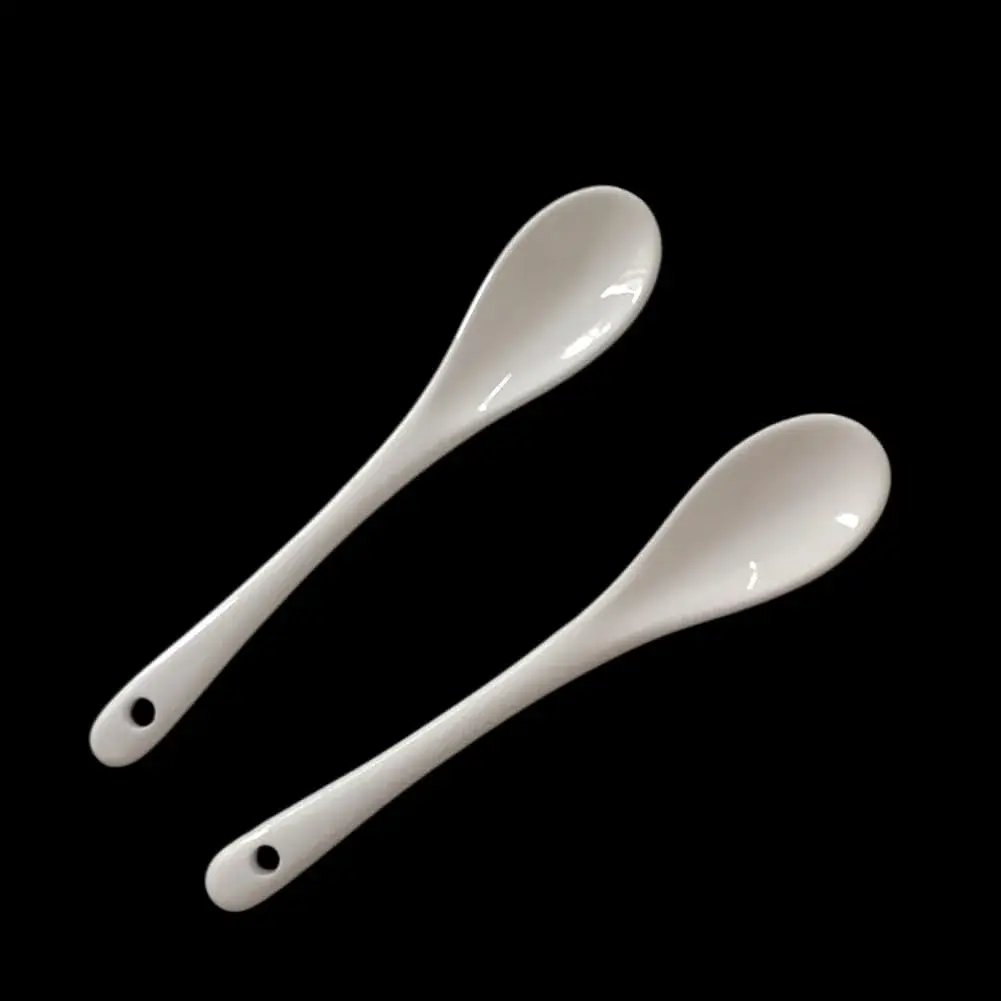 Honkenda White Ceramic Coffee Spoon 13cm (5.1 Inch) | Set of 12 | Smooth & Dishwasher Safe - view 4
