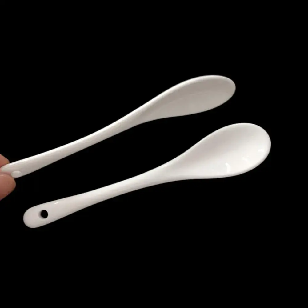 Honkenda White Ceramic Coffee Spoon 13cm (5.1 Inch) | Set of 12 | Smooth & Dishwasher Safe - view 5