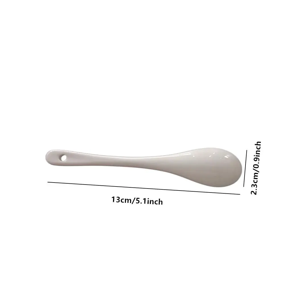 Honkenda White Ceramic Coffee Spoon 13cm (5.1 Inch) | Set of 12 | Smooth & Dishwasher Safe - view 2