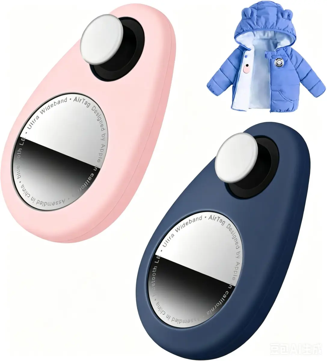 zonsiton Hidden Airtag Holder for Kids 2 Pack Silicone Case with Safety Pins | Anti-Removal GPS Tracker Case for Children, Pets, Backpacks - main product image