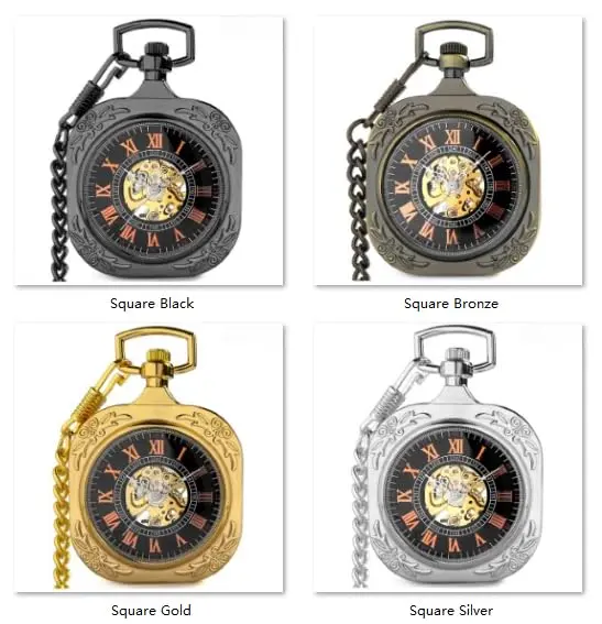 VIGOROSO Vintage Pocket Watch with Chain | Mechanical Skeleton Watch for Men & Women - view 8