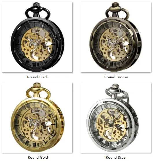 VIGOROSO Vintage Pocket Watch with Chain | Mechanical Skeleton Watch for Men & Women - view 9