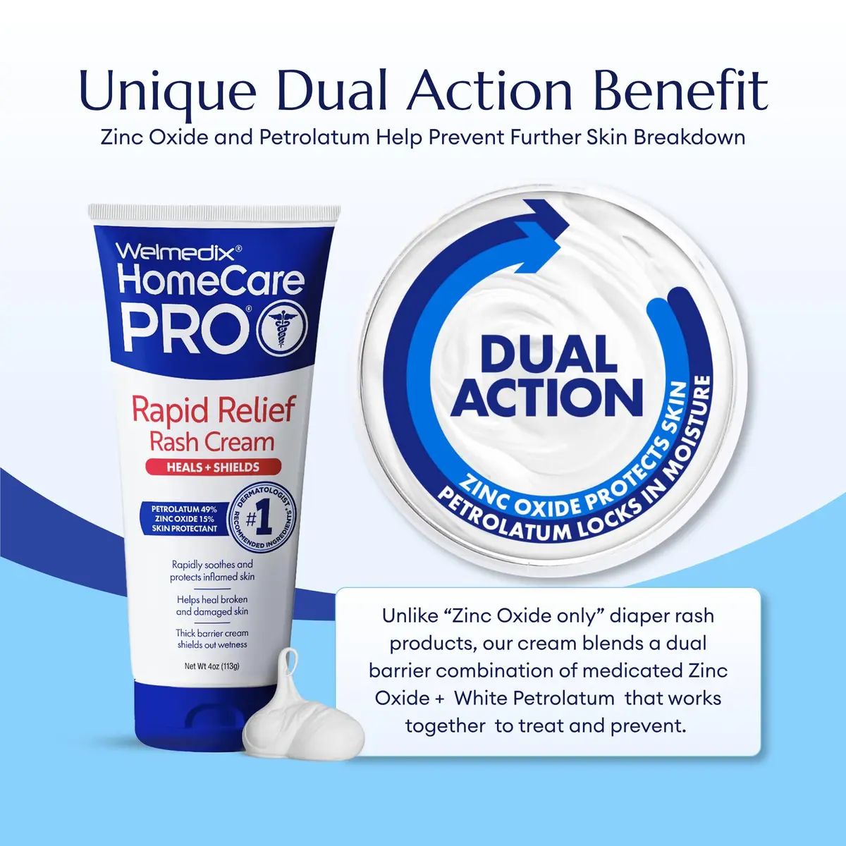 Welmedix Adult Diaper Rash Cream with Zinc Oxide, 4oz (Pack of 5) | Maximum Strength Skin Protectant for Sensitive Skin - view 5