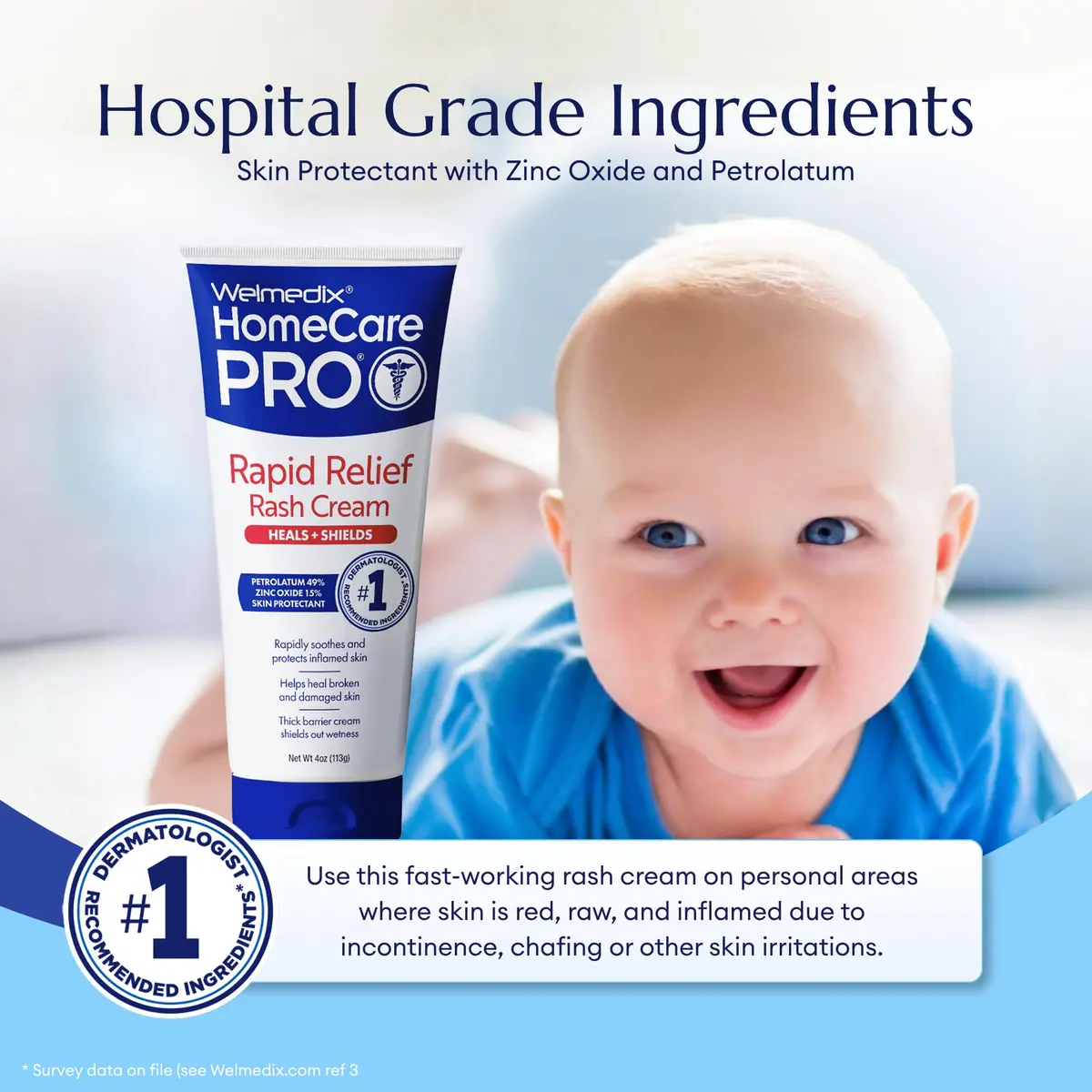 Welmedix Adult Diaper Rash Cream with Zinc Oxide, 4oz (Pack of 5) | Maximum Strength Skin Protectant for Sensitive Skin - view 6
