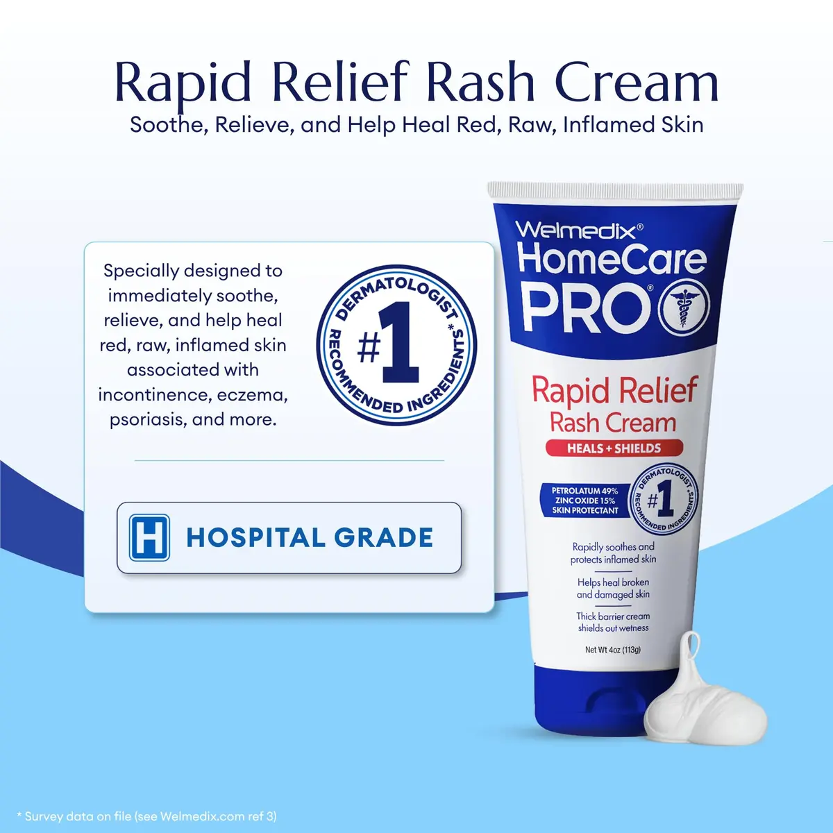 Welmedix Adult Diaper Rash Cream with Zinc Oxide, 4oz (Pack of 5) | Maximum Strength Skin Protectant for Sensitive Skin - view 2