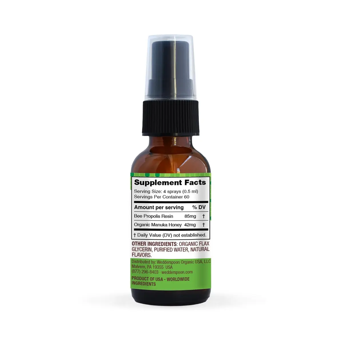 Wedderspoon Propolis & Manuka Honey Throat Spray, Chamomile & Mint, 1 Fl Oz | Natural Immune Support & Throat Relief - view 2