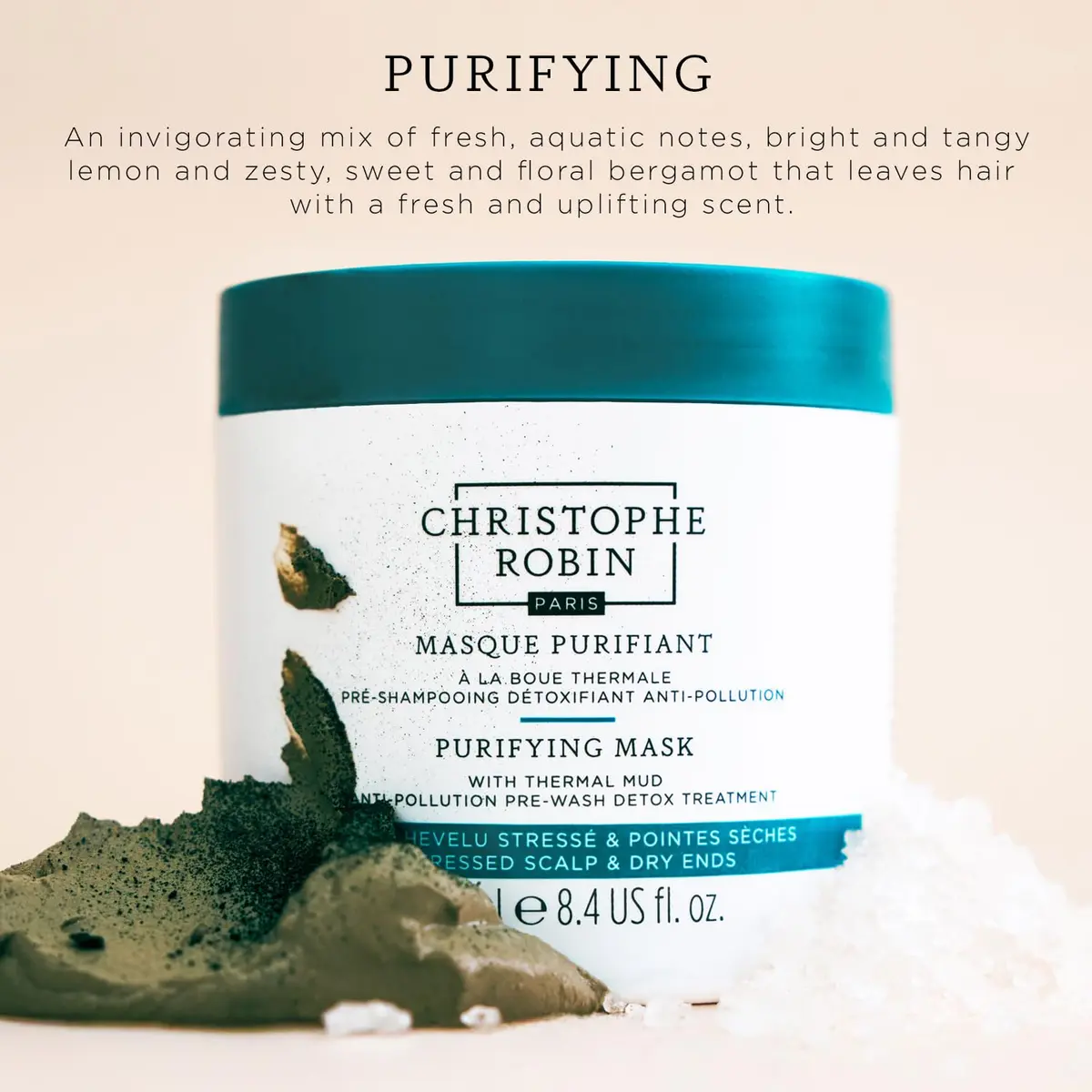 Christophe Robin Purifying Scalp Scrub with Sea Salt 2.5 fl oz | Detox & Purify for Sensitive & Oily Scalps - view 2
