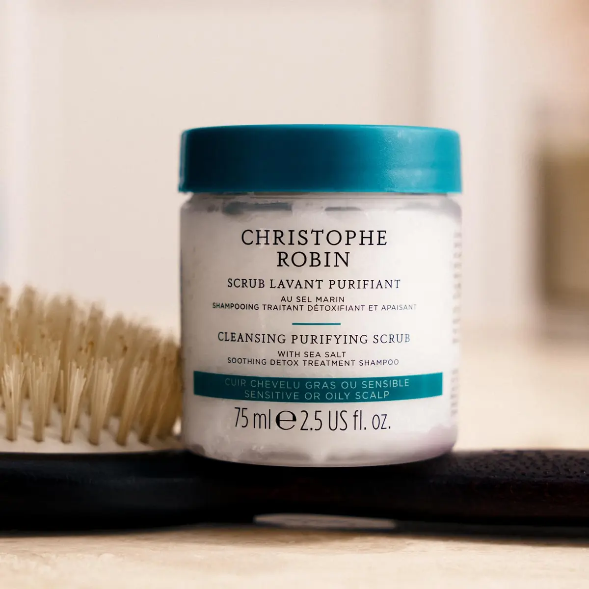 Christophe Robin Purifying Scalp Scrub with Sea Salt 2.5 fl oz | Detox & Purify for Sensitive & Oily Scalps - view 4