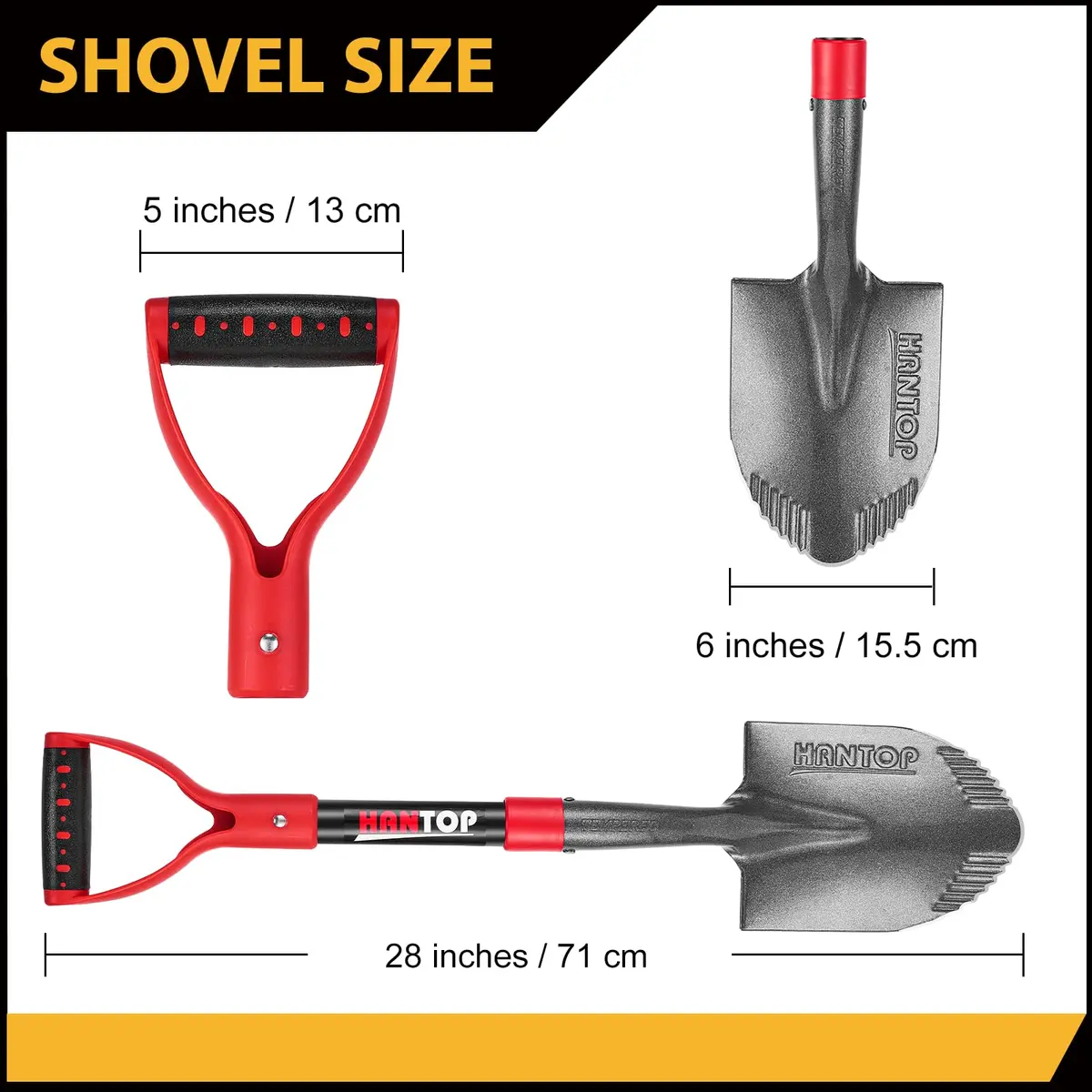 HANTOP Small Garden Digging Shovel 28 inches | Sharp Blade, Non-slip Grip, Durable Fiberglass Handle - view 2