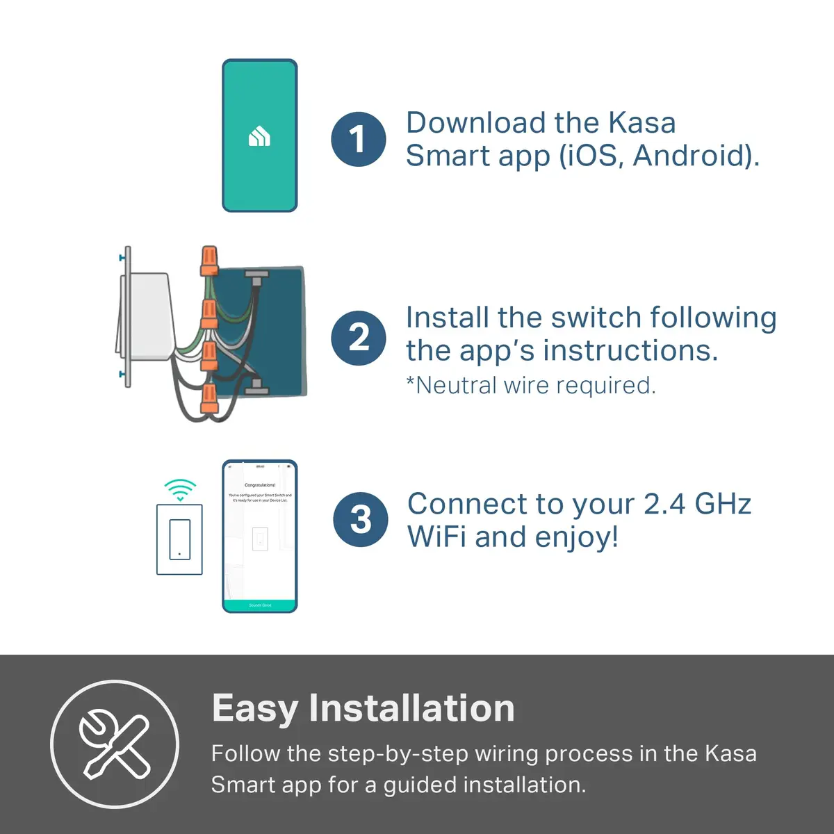 Kasa Smart Light Switch, Single Pole, Need Neutral Wire | Wi-Fi, Alexa & Google Compatible - view 7