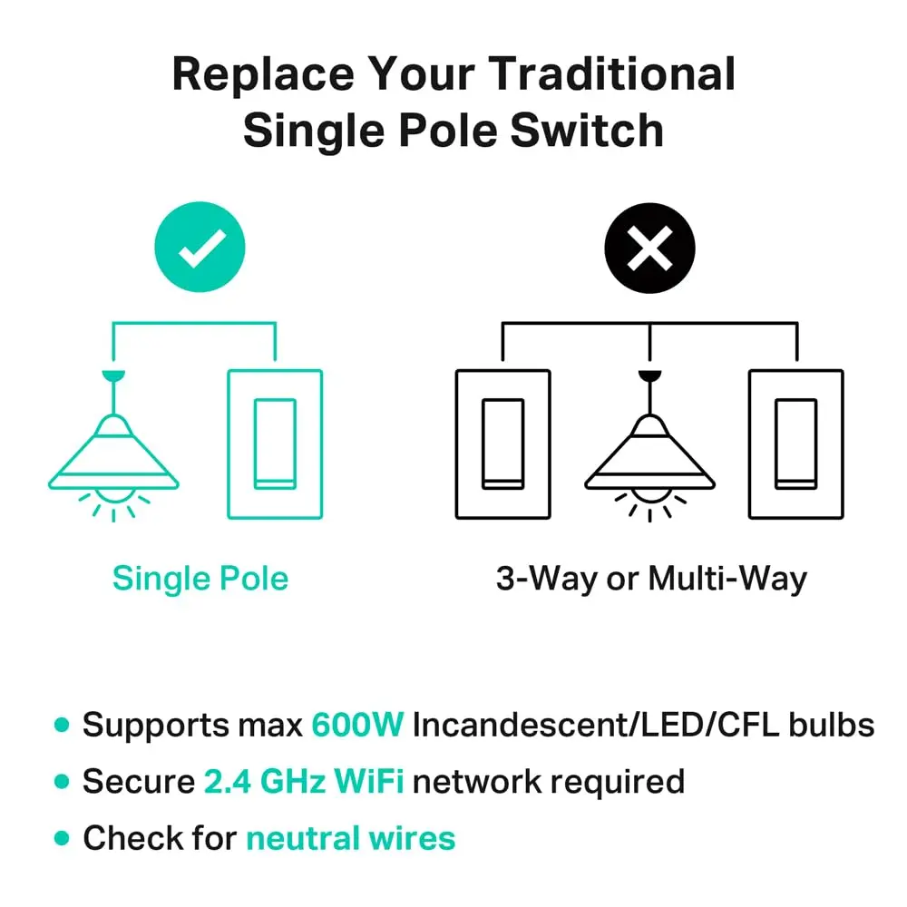 Kasa Smart Light Switch, Single Pole, Need Neutral Wire | Wi-Fi, Alexa & Google Compatible - view 8