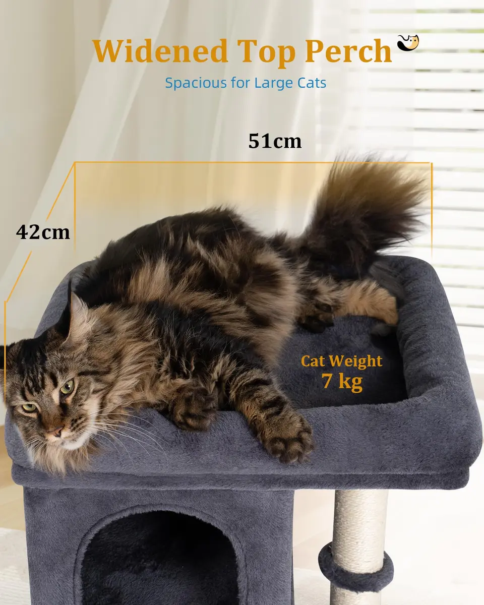 Aechonow Cat Tree for Large Cat,2 Cozy Cat Condo House for Large & Fat Cats | Spacious Perch & Sisal Scratching - view 2