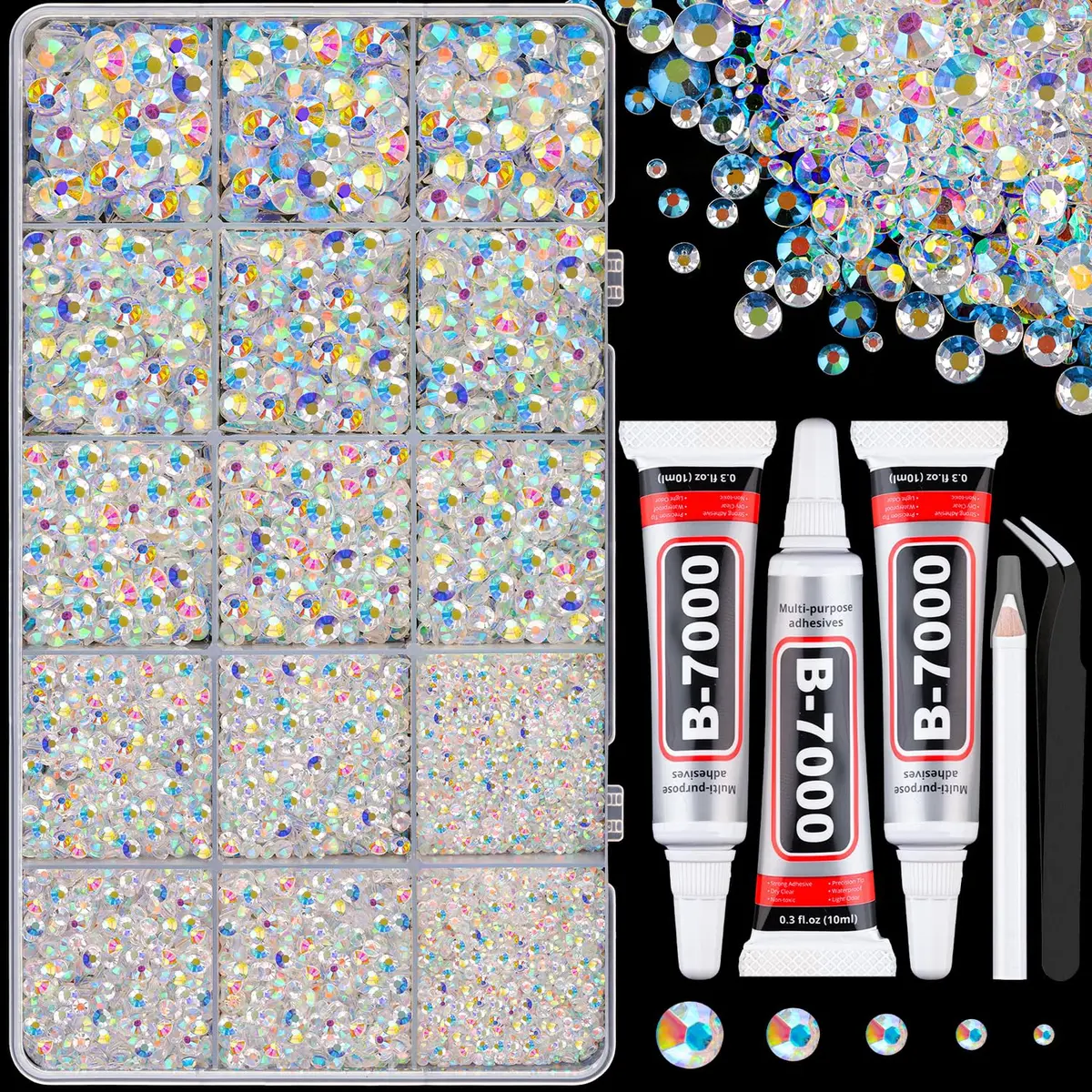 TINKRSTUFF Resin Jelly Rhinestones 16,000 pcs | AB Flatback Gems for Nail Art & Crafts - main product image