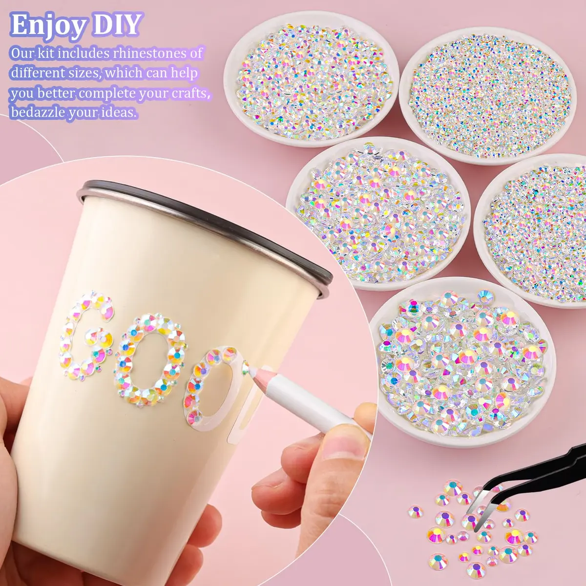 TINKRSTUFF Resin Jelly Rhinestones 16,000 pcs | AB Flatback Gems for Nail Art & Crafts - view 3