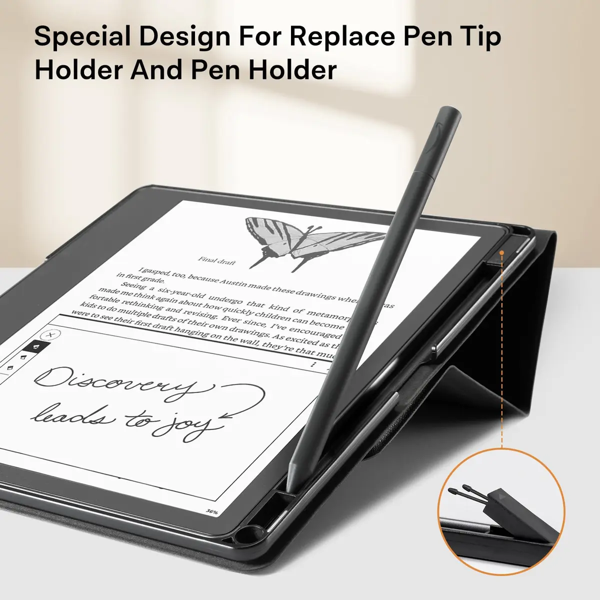 CoBak Stand Case for Kindle Scribe 10.2 Inch (25.9cm) | Premium PU Leather Folio with Pen Holder & Auto Sleep/Wake - view 3