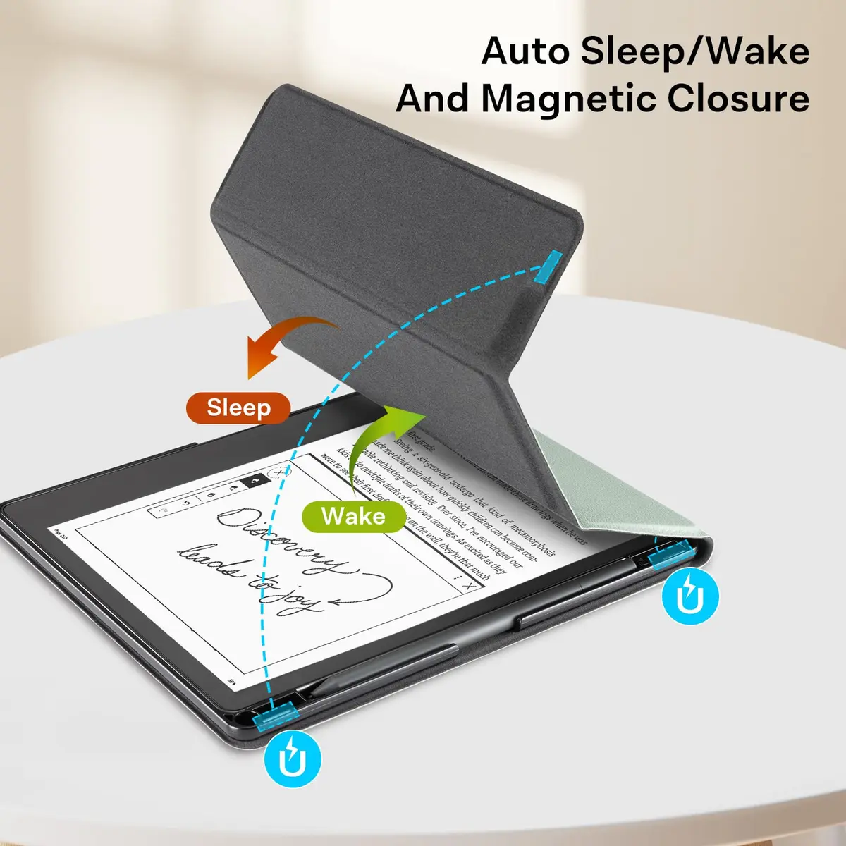 CoBak Sage Green Stand Case for Kindle Scribe 10.2 Inch (25.9 cm) | Premium Folio Leather Cover with Pen Holder & Auto Sleep/Wake - view 5