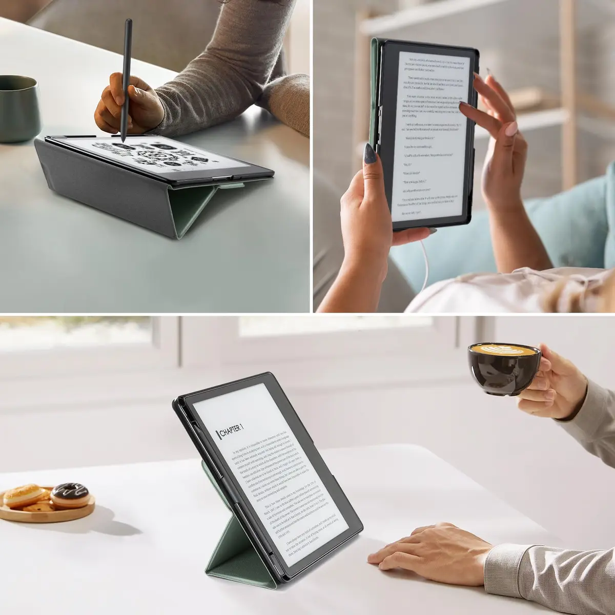 CoBak Sage Green Stand Case for Kindle Scribe 10.2 Inch (25.9 cm) | Premium Folio Leather Cover with Pen Holder & Auto Sleep/Wake - view 7