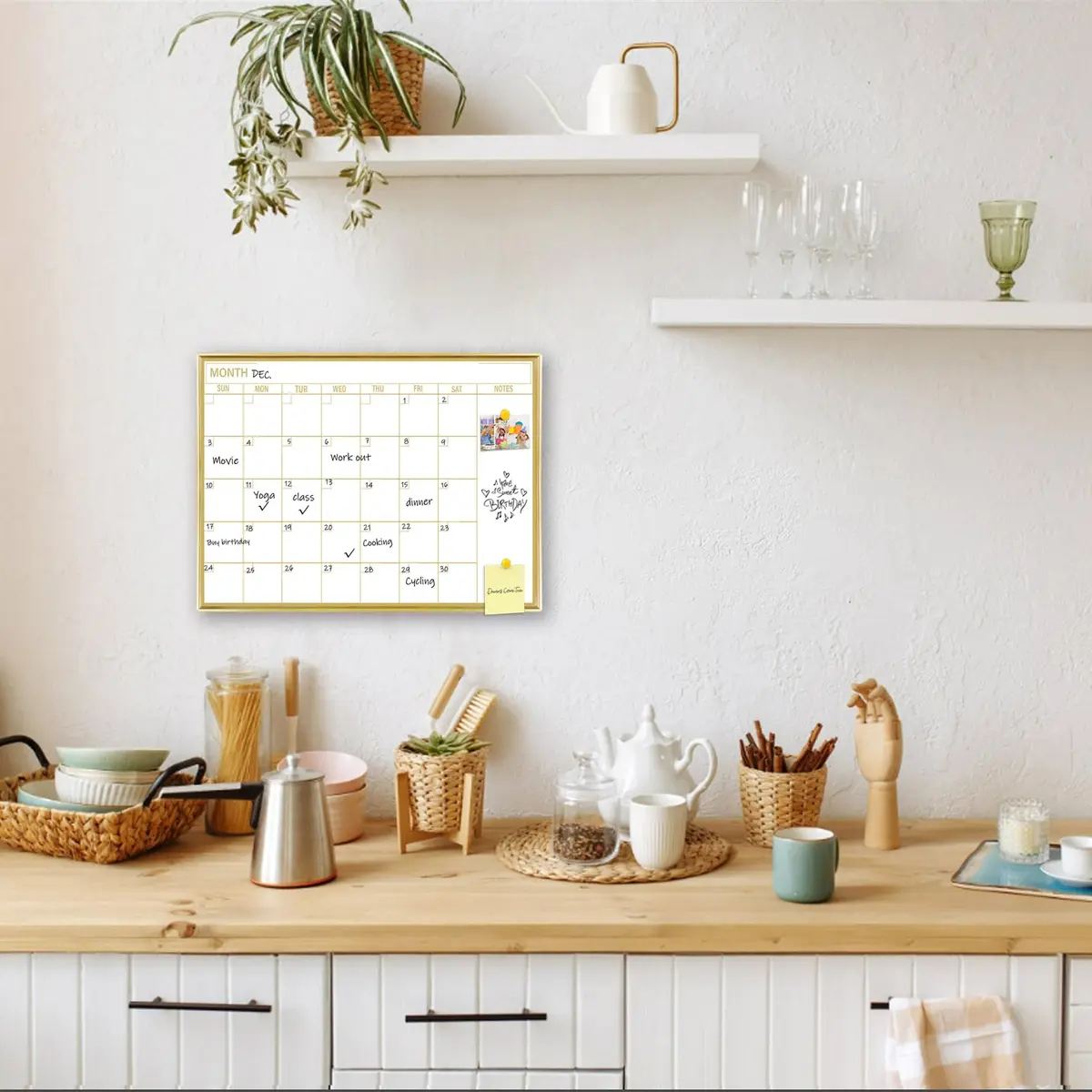 Marribol Golden Monthly Dry Erase Calendar Whiteboard 16"x12" | Magnetic Wall Planner - view 6