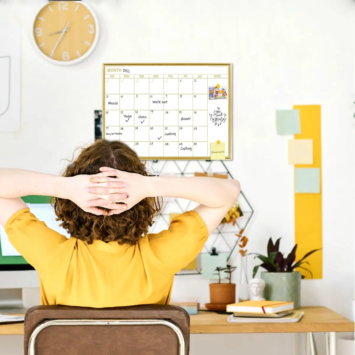 Marribol Golden Monthly Dry Erase Calendar Whiteboard 16"x12" | Magnetic Wall Planner - view 7
