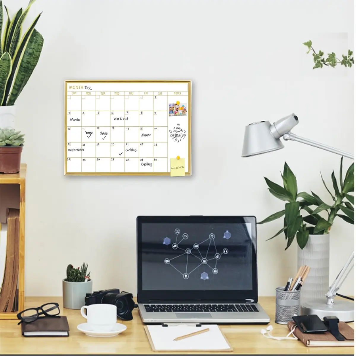 Marribol Golden Monthly Dry Erase Calendar Whiteboard 16"x12" | Magnetic Wall Planner - view 4