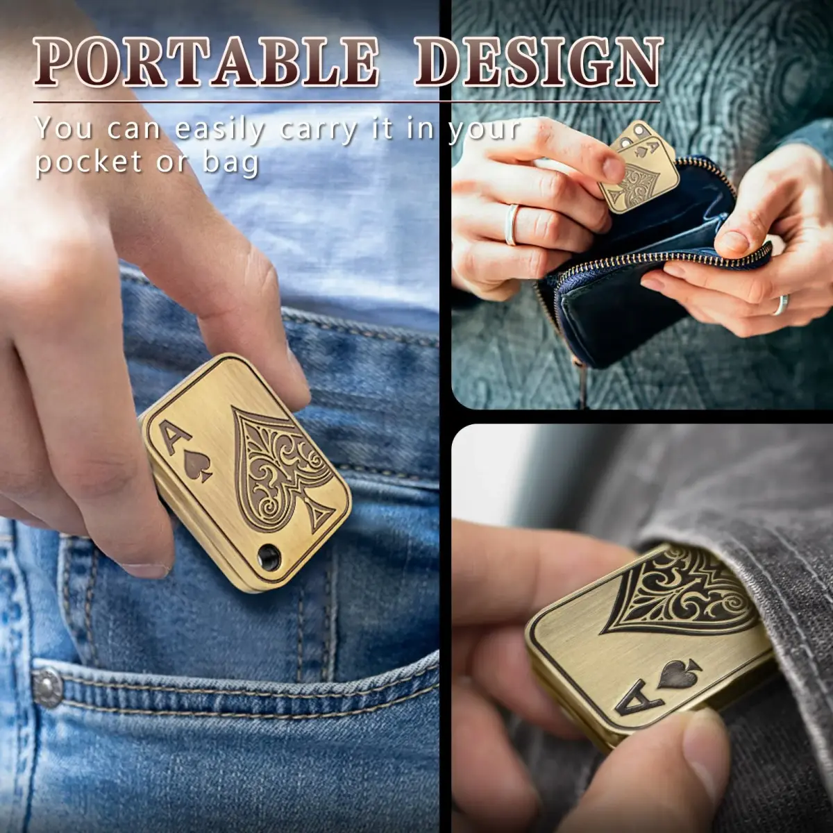 D.G.PLAYER Ace Poker Fidget Slider Gold | Magnetic Stress Relief Toy for Adults (70g / 2.47 oz) - view 5