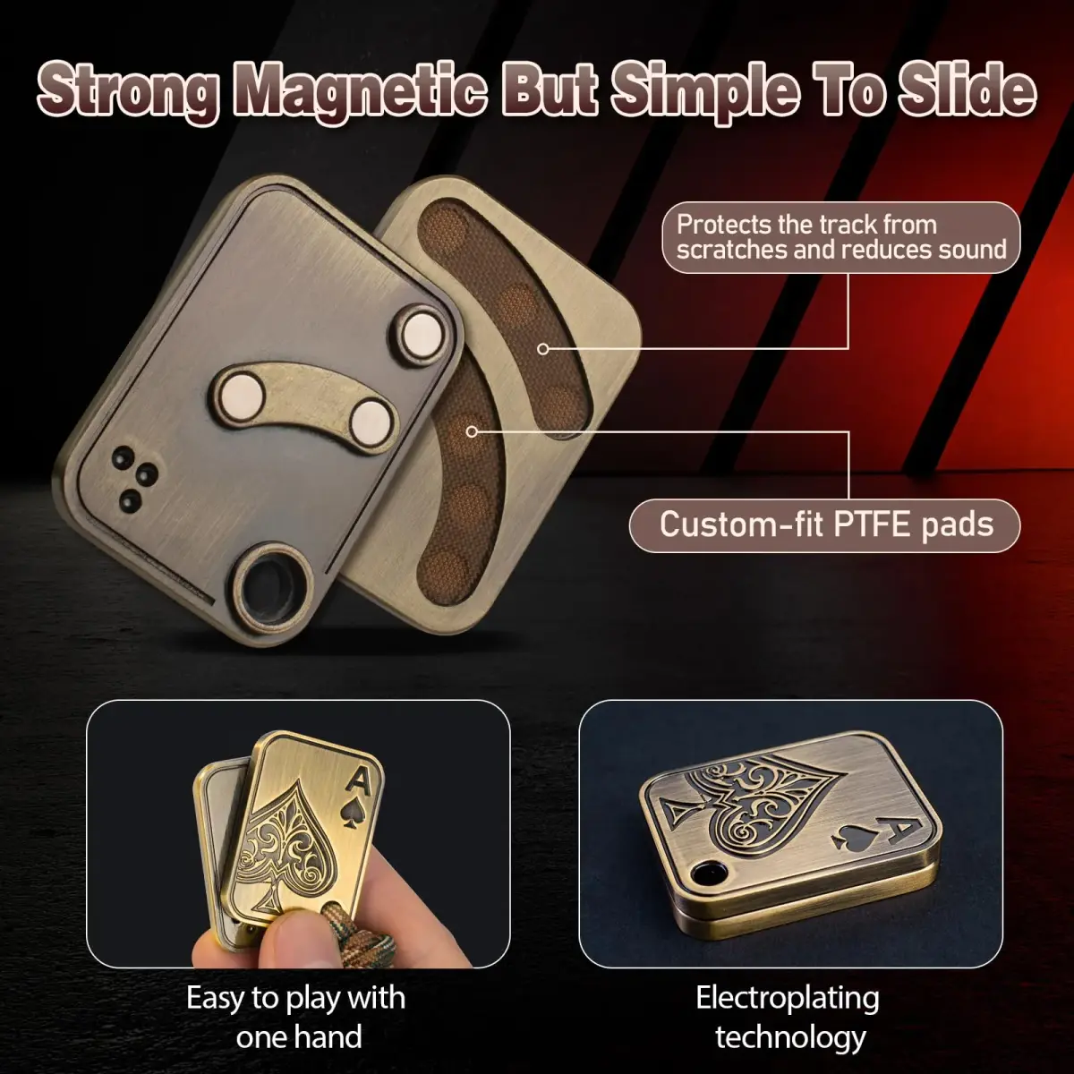D.G.PLAYER Ace Poker Fidget Slider Gold | Magnetic Stress Relief Toy for Adults (70g / 2.47 oz) - view 2