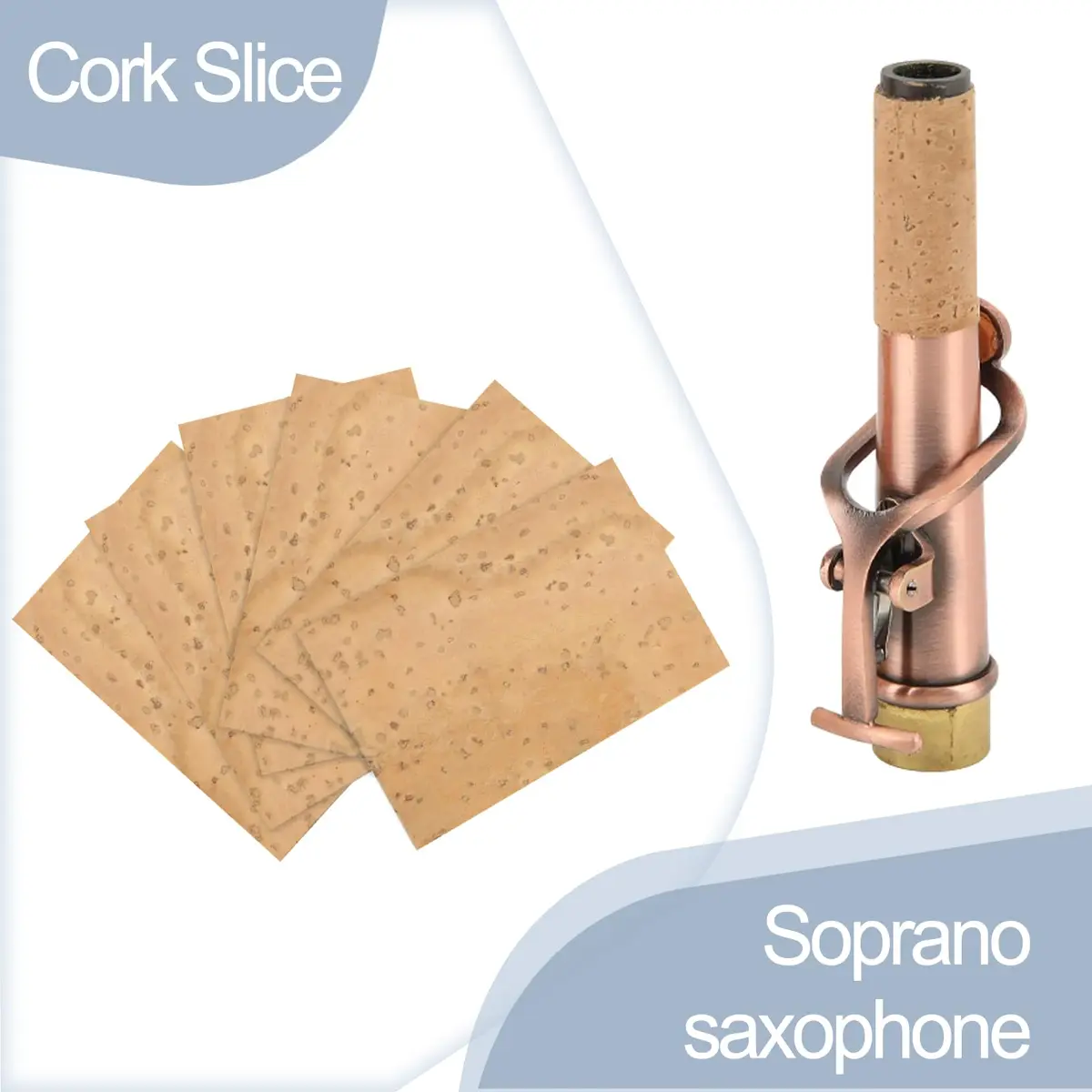 Danchet Saxophone Accessories Soprano Sax Cork Replacement Kit | 2 pcs Cork, Glue, Grease, Knife & Sandpaper - view 3