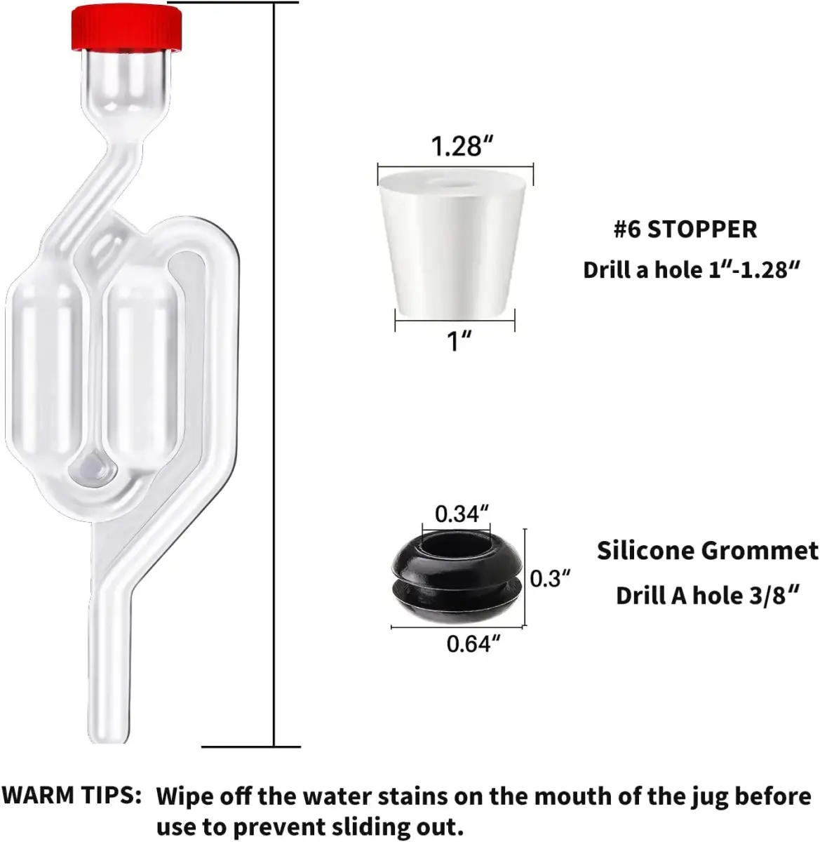 Zazolyne Transparent Brewing Airlock 2 Pack with Stoppers & Grommets | Twin Bubble Fermenting Kit - view 2