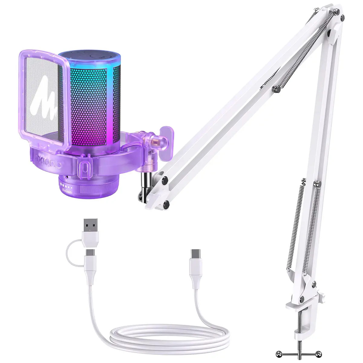 MAONO DGM20S USB Microphone for PC with Clear Voice & Noise Reduction | RGB Lighting & Noise Cancellation - main product image