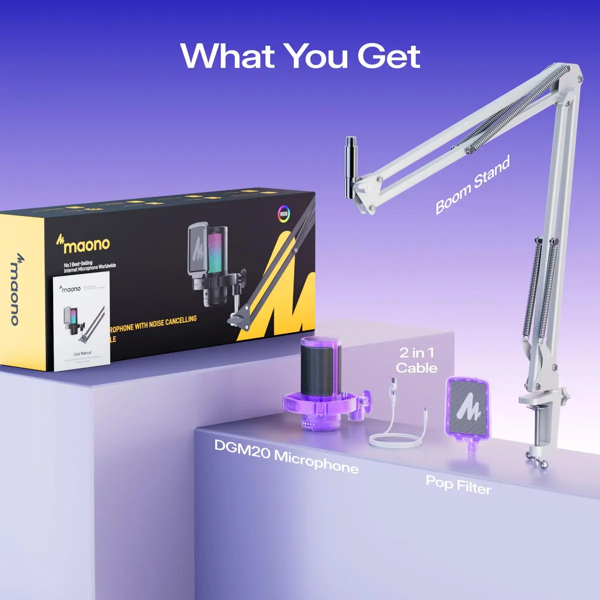 MAONO DGM20S USB Microphone for PC with Clear Voice & Noise Reduction | RGB Lighting & Noise Cancellation - view 9