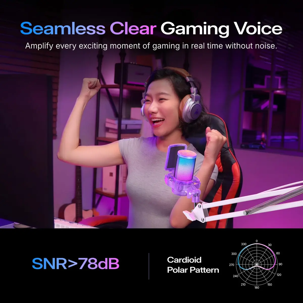 MAONO DGM20S USB Microphone for PC with Clear Voice & Noise Reduction | RGB Lighting & Noise Cancellation - view 4
