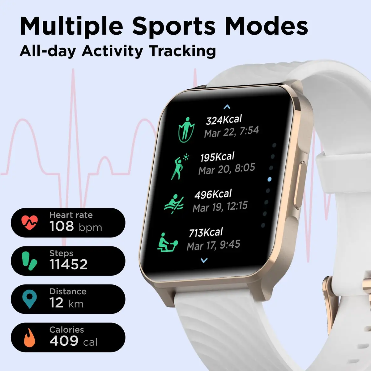 Motorola Moto Watch 70 - Health & Fitness Bluetooth Smartwatch 1.69" LCD Rose Gold | Advanced Health Features - view 2