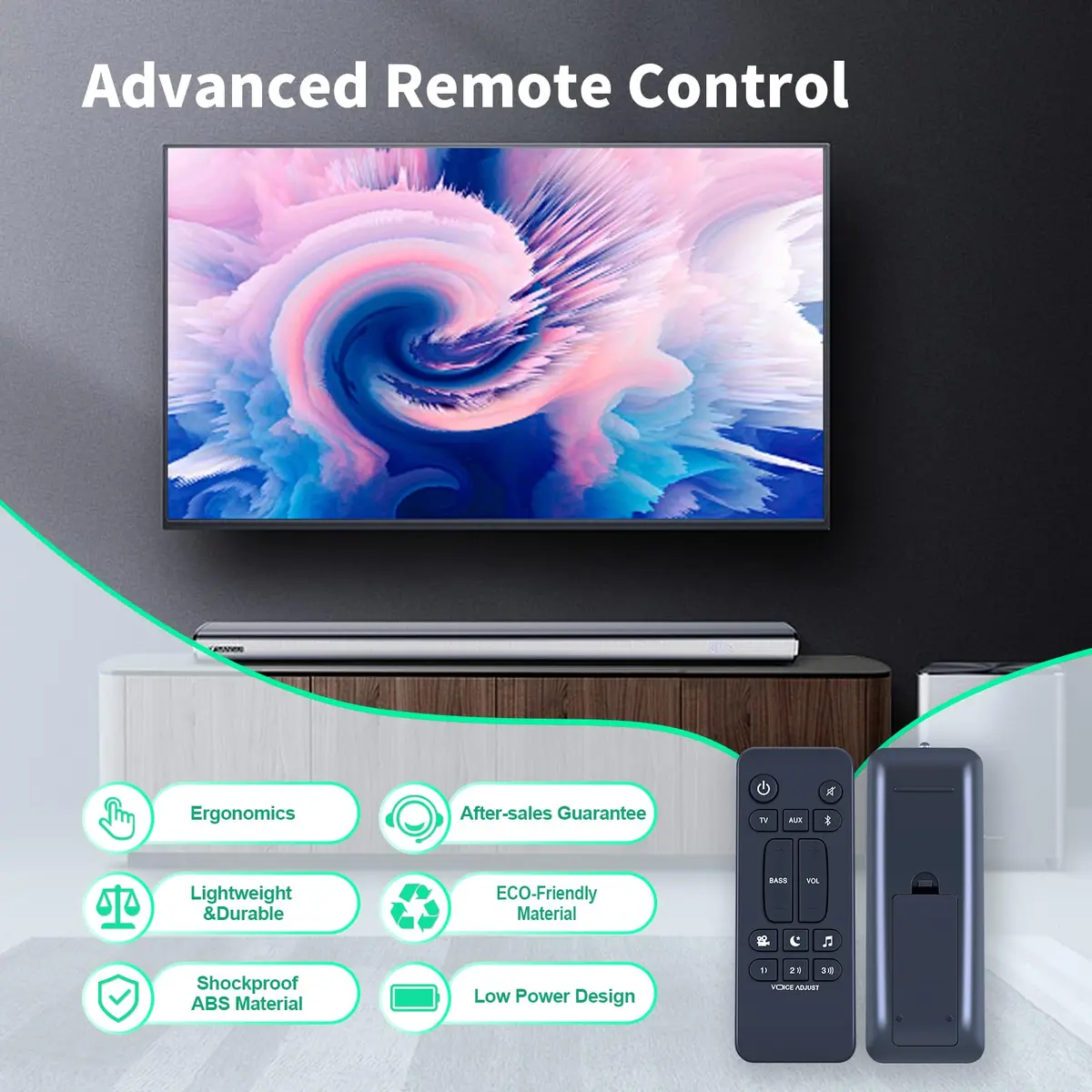 WDZP Universal Soundbar Remote Control for Polk Audio Signa S1 S2 S3 | No Programming, 180° Infrared, 12m Range - view 3
