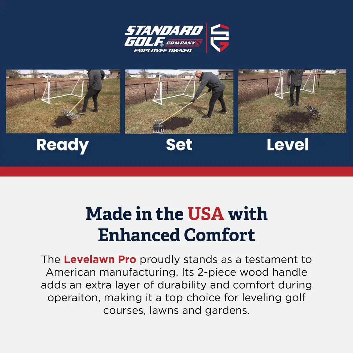 Standard Golf Levelawn Pro - 36" Lawn Leveling Rake | Made in the USA for Perfect Grass - view 6