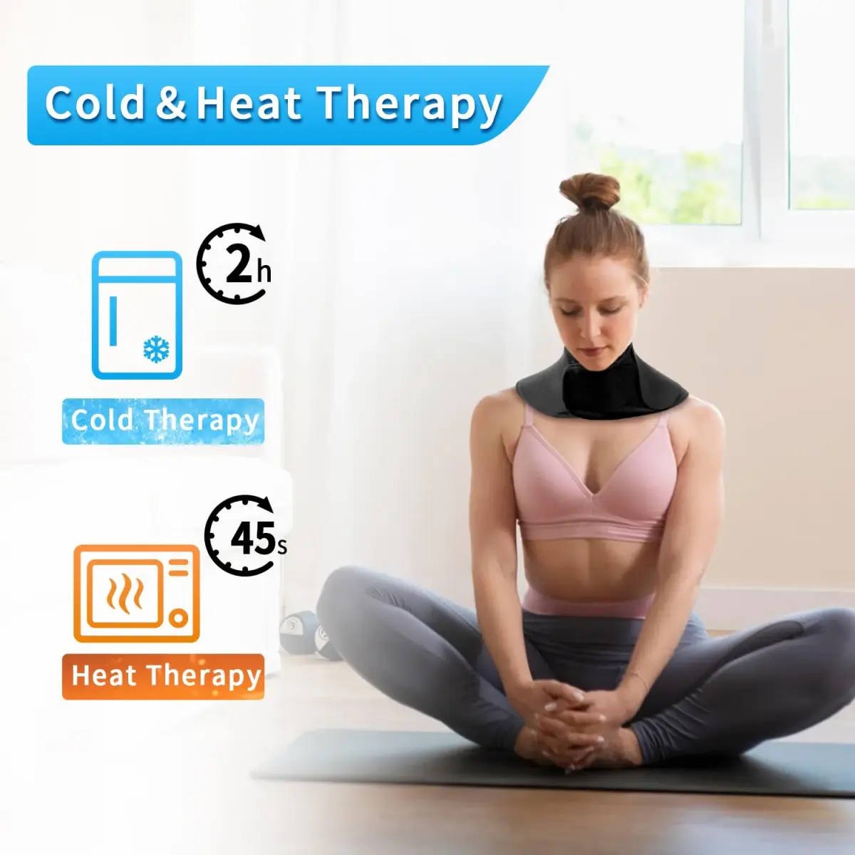 ZNÖCUETÖD Neck Ice Pack Wrap Reusable Gel Ice Packs for Cervical Injuries Pain Relief, Black - view 6