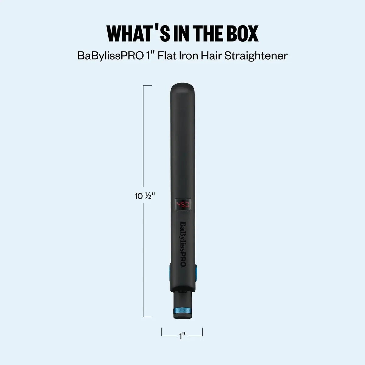 BaBylissPRO Digital Ionic 1 in. Titanium Flat Iron Hair Straightener | 450°F Heat, All-Directional Floating Plates, Dual Voltage - view 7