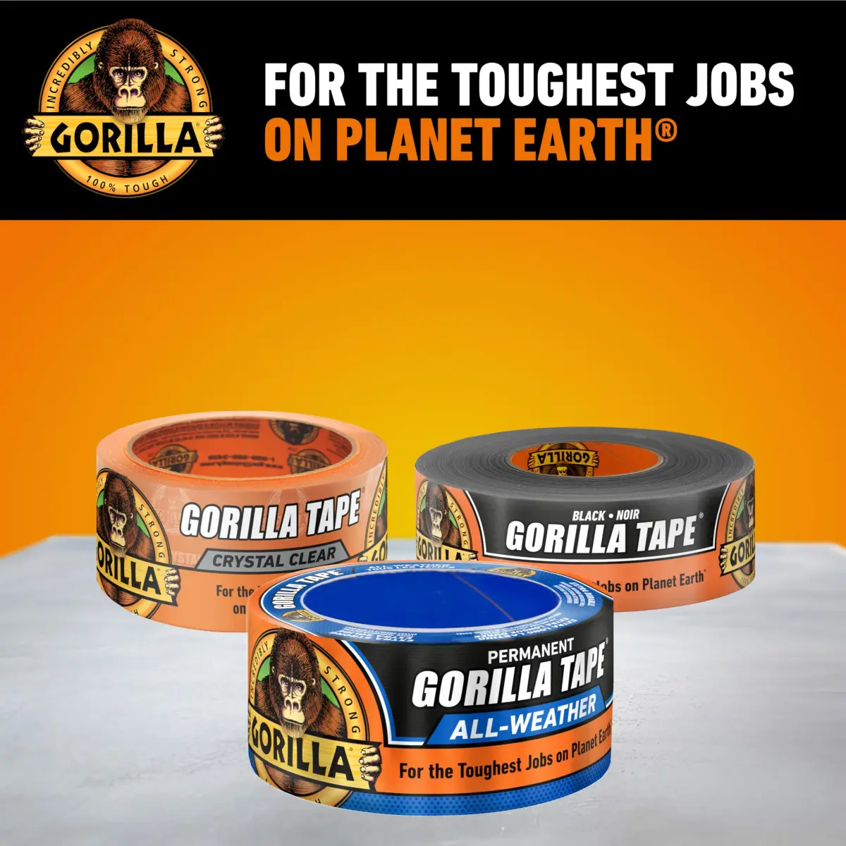 Gorilla All Weather Duct Tape, Black, 1.88" x 25 yd (25 Rolls) | UV & Temperature Resistant Waterproof Tape - view 9
