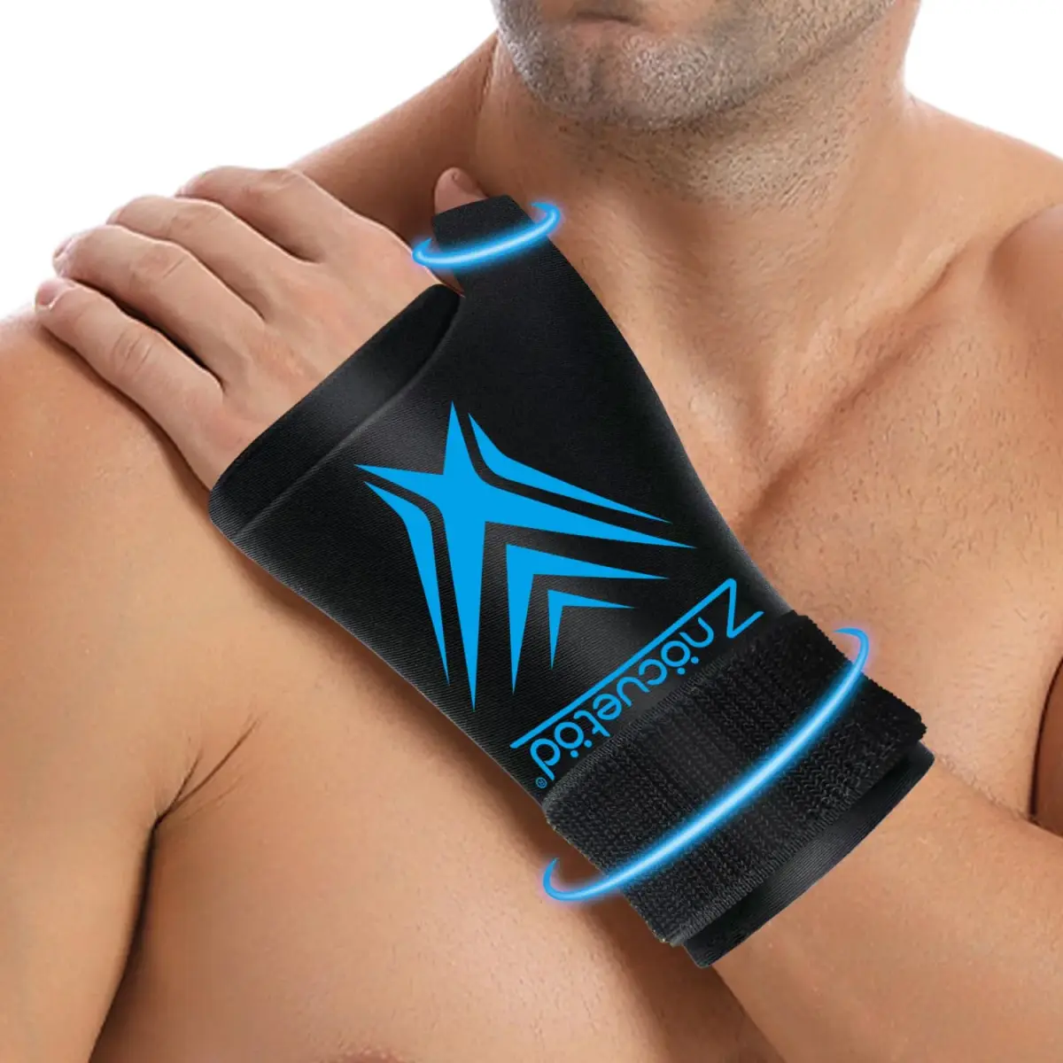 ZNÖCUETÖD Wrist Ice Pack Wrap with Thumb Support | Black, One Size - main product image