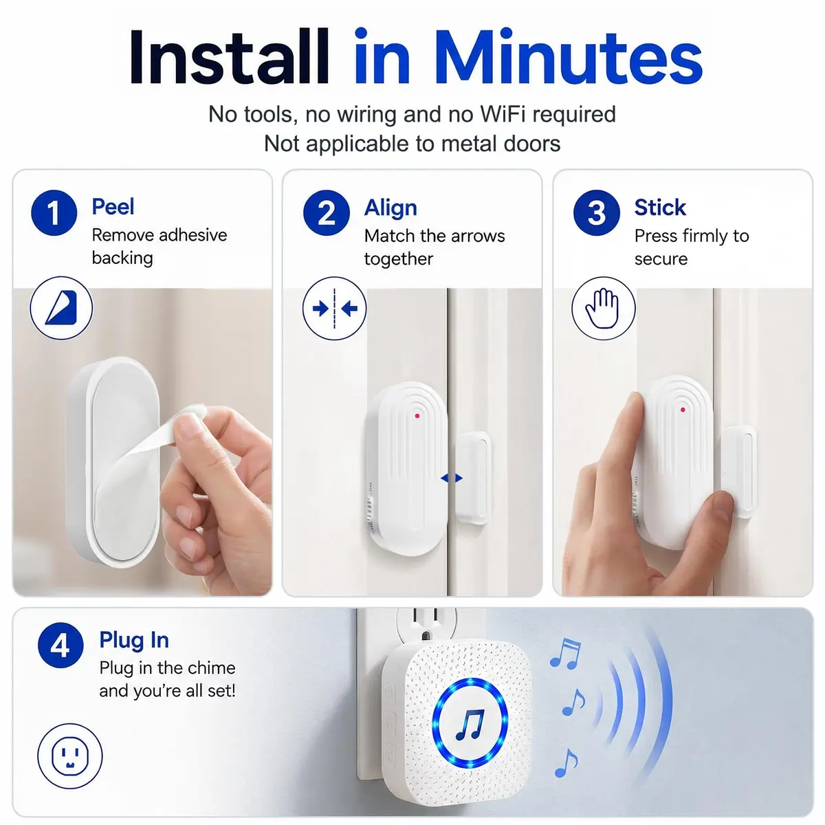 SanJie Door Chime Alarm When Open for Kids Safety, Home and Business | Wireless Entry Alert with 26 Ringtones - view 6