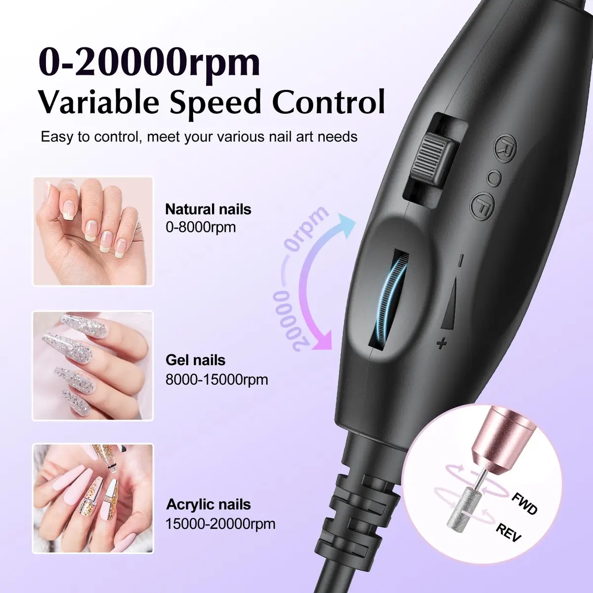 COSLUS C40 Electric Nail Drill Machine Golden | Professional Acrylic Gel Dip Powder Nails, Portable Manicure Pedicure Tools - view 8