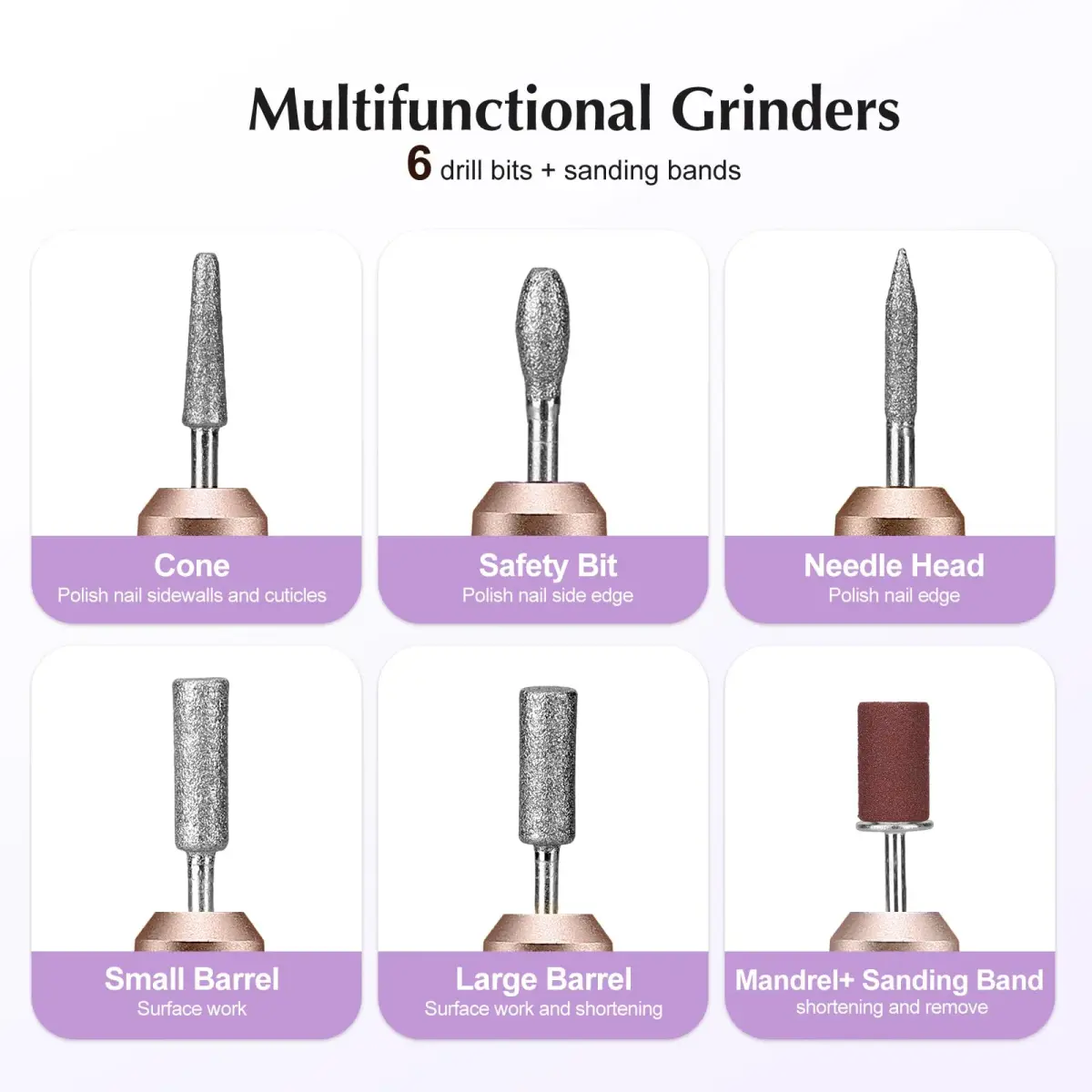 COSLUS C40 Electric Nail Drill File Kit with 6 Bits & 31 Sanding Bands | Professional Acrylic Gel Manicure Pedicure Tool - view 7