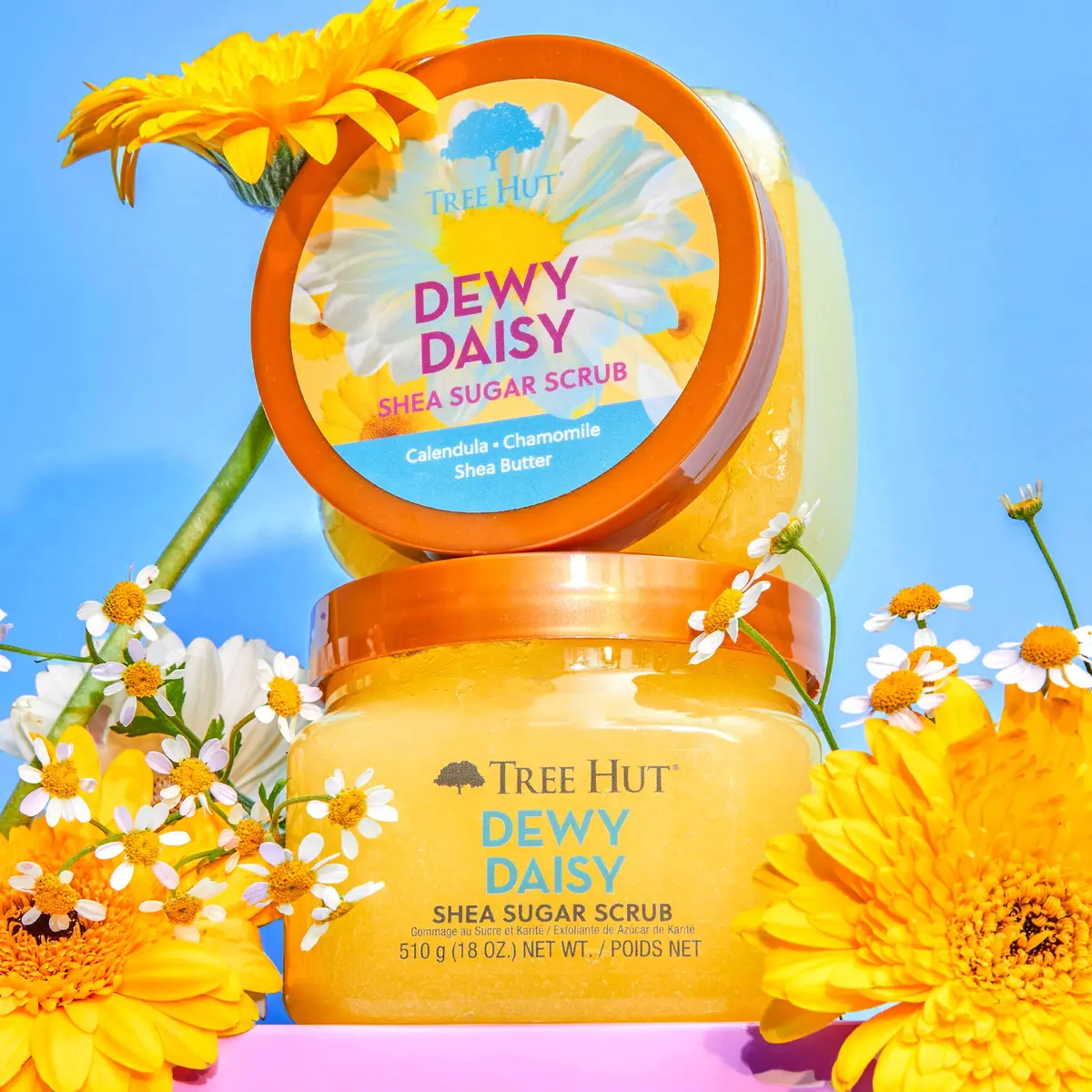 Tree Hut Shea Sugar Scrub, Dewy Daisy, 18 oz | Exfoliating & Nourishing Body Treatment - view 2